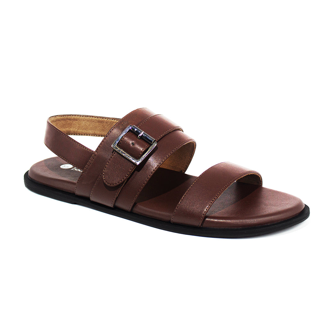 Leo Dual Strap Vegan Leather Brown Men Sandals