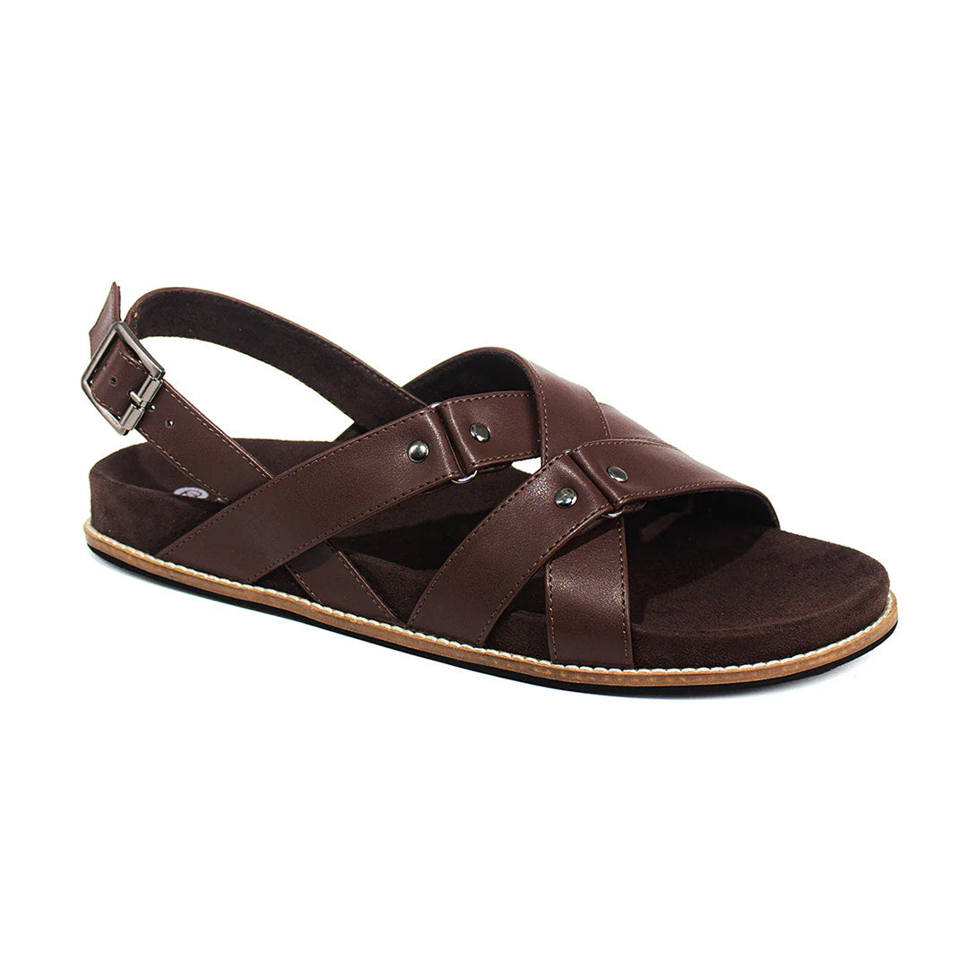 Fox Luxe Crossover Vegan Leather Brown Men Sandals