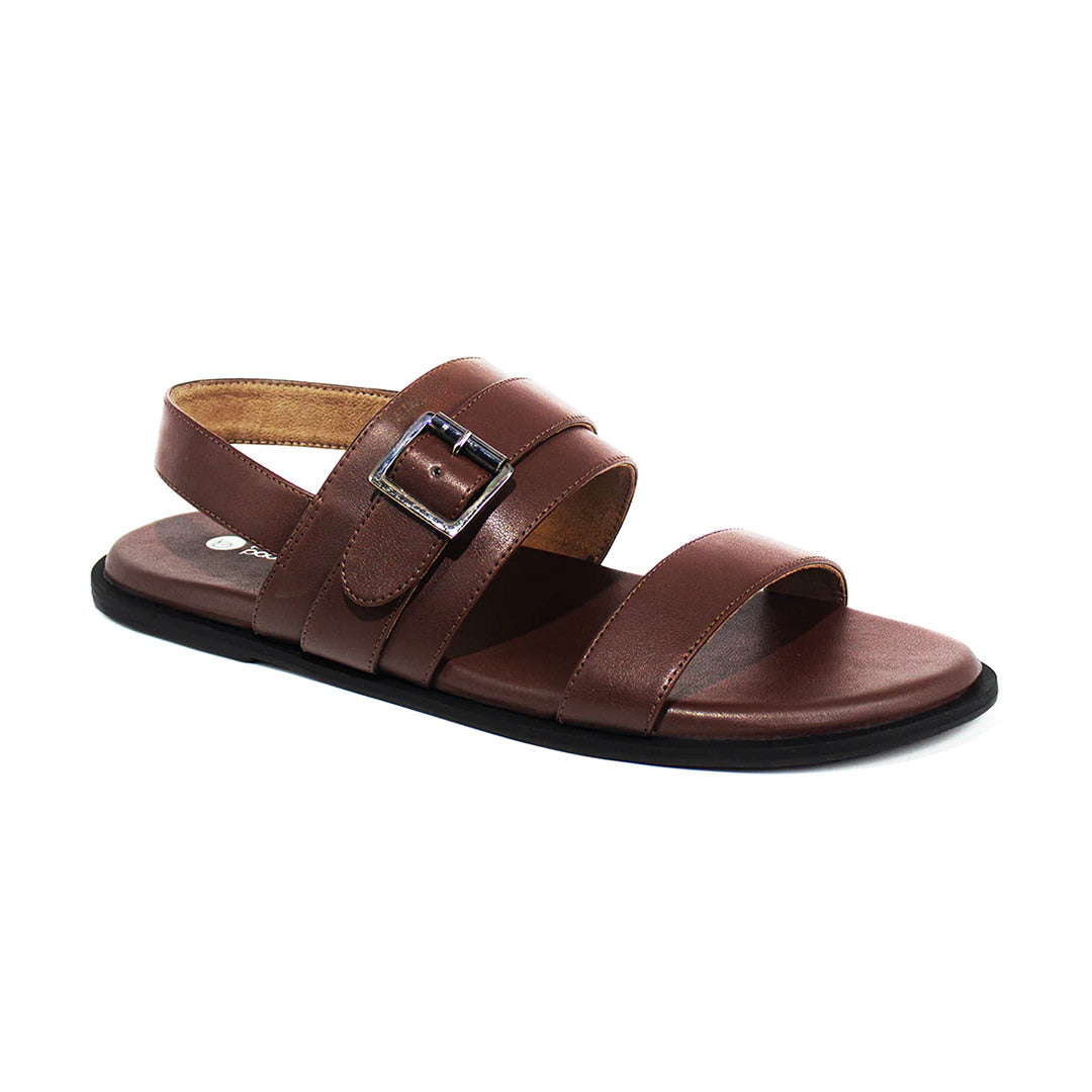 Leo Dual Strap Vegan Leather Brown Men Sandals – Planet Paaduks