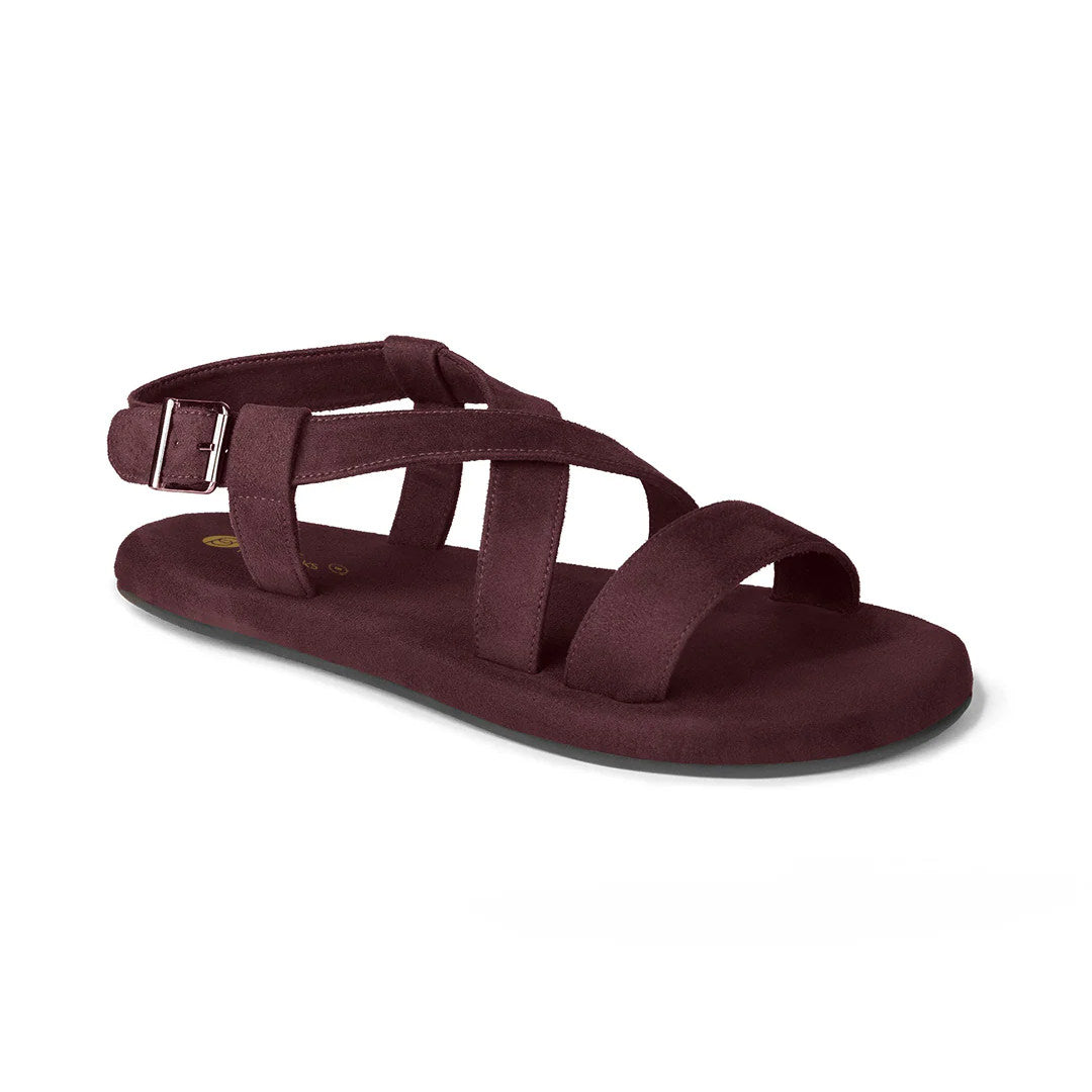 Calor Luxe - Crossover Vegan Suede Brown Men Sandals