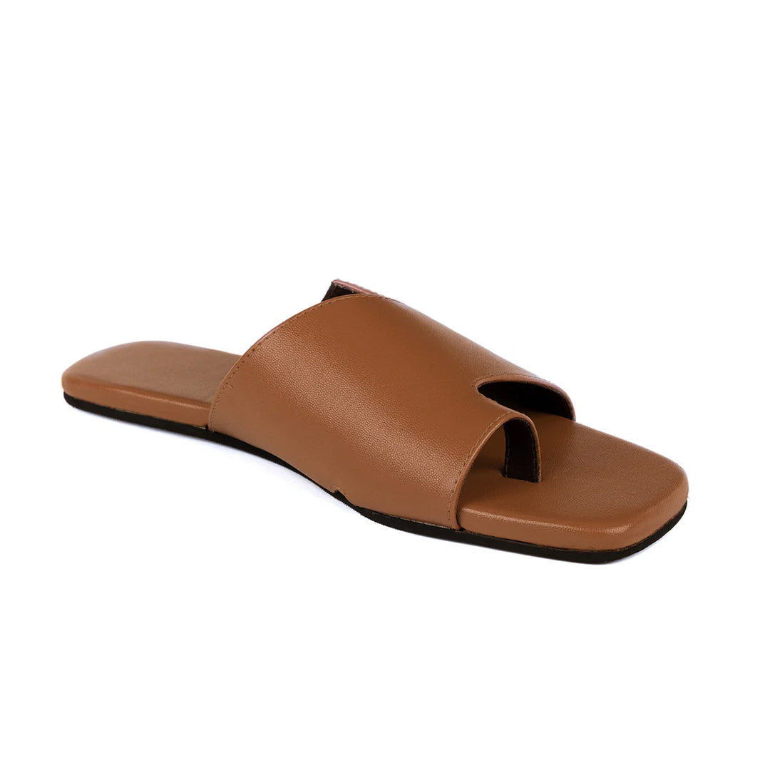 Yuna Cloak Vegan Leather Tan Women Slides