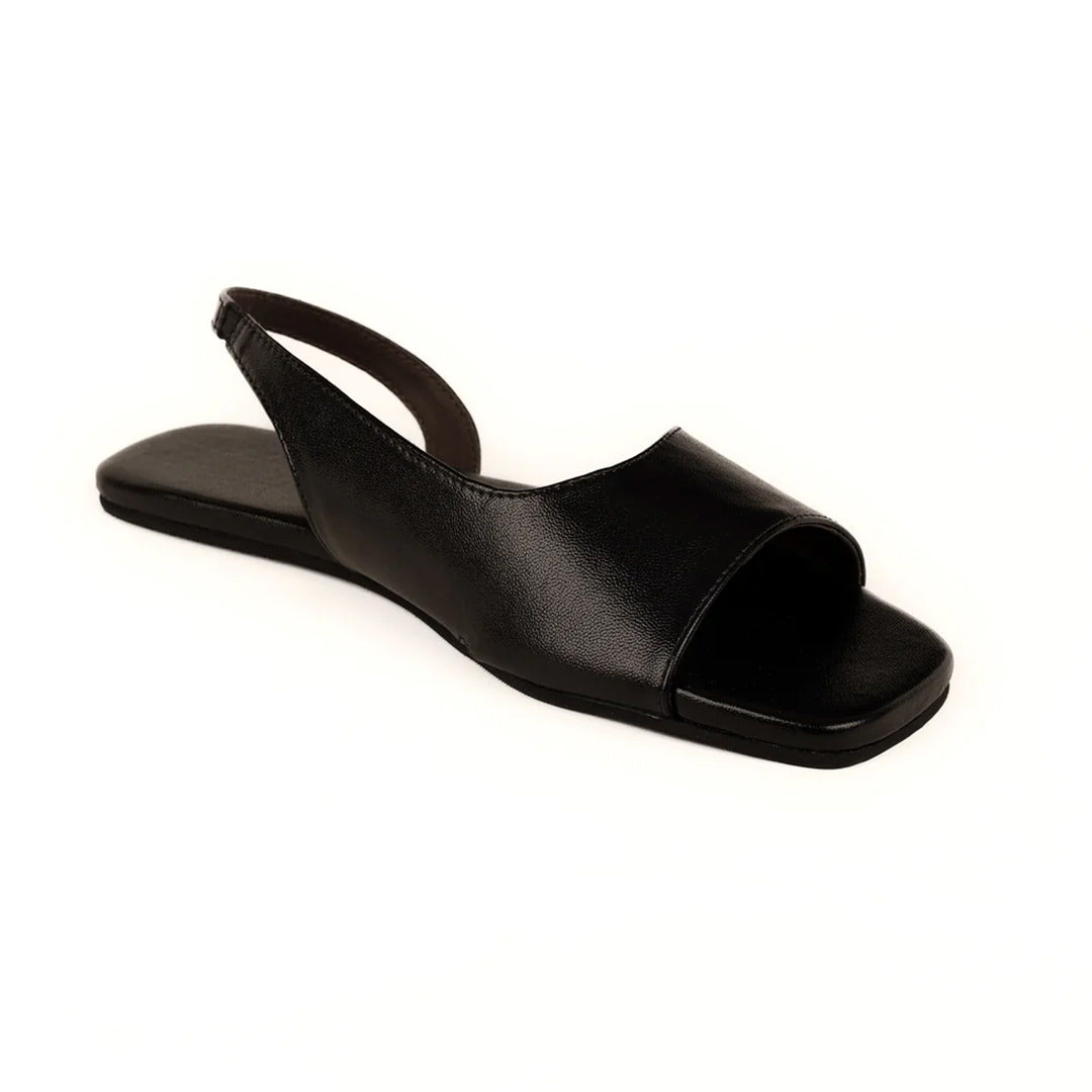 Seashell Slingback Vegan Leather Black Women Sandals