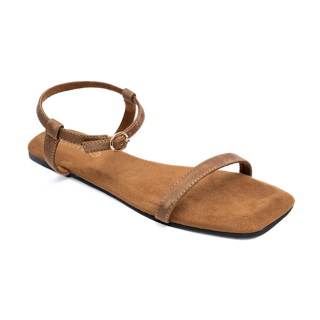 Zoe Luxe Ankle-Strap Vegan Leather Tan Women Sandals