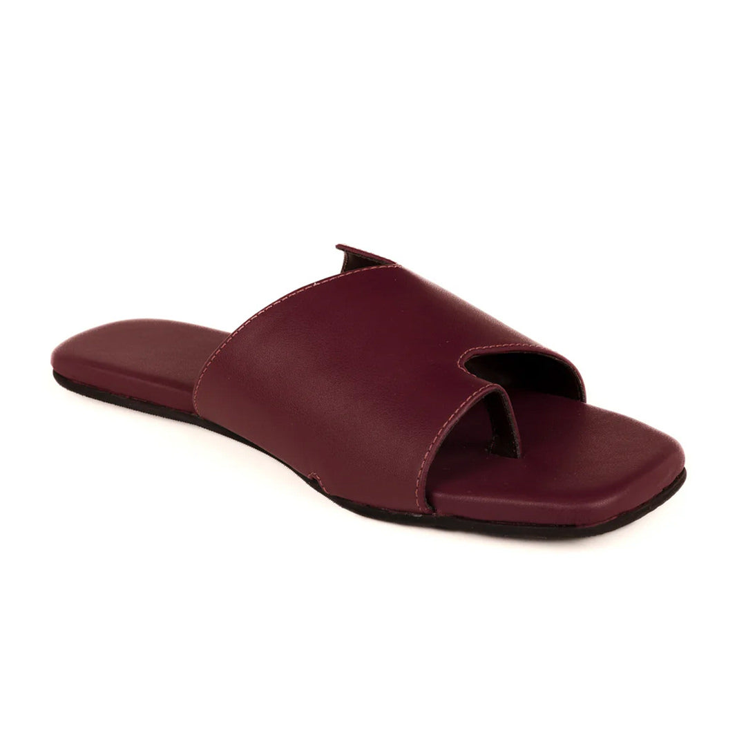 Yuna Cloak Vegan Leather Maroon Women Slides