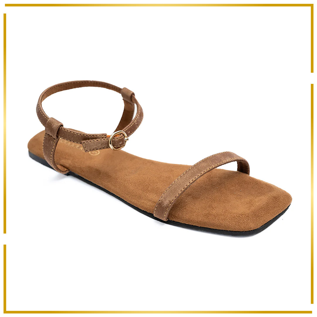 Zoe Luxe Ankle-Strap Vegan Leather Tan Women Sandals
