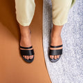 Tev Cloak Vegan Leather Black Women Slides - Image 2 - Paaduks