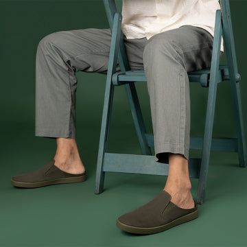 Nest Mules Vegan Suede Green Men Slip-ons - Image 2 - Paaduks