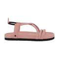 Pink sandal with a black sole on a white background