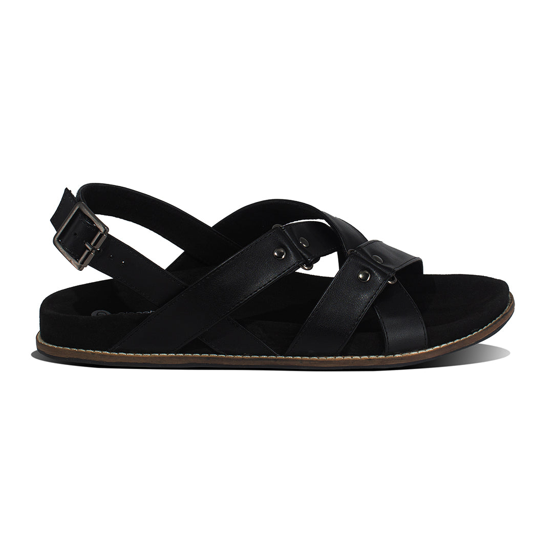 Fox Luxe Crossover Vegan Leather Black Men Sandals – Planet Paaduks