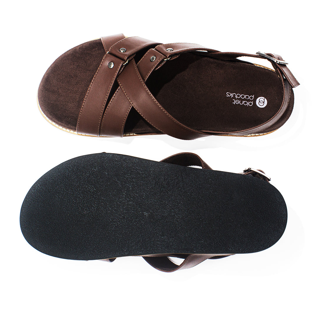Fox Luxe Crossover Vegan Leather Brown Men Sandals – Planet Paaduks