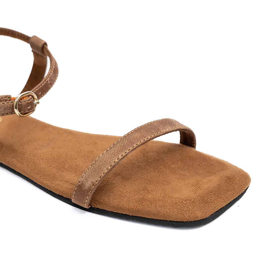 Zoe Luxe Ankle-Strap Vegan Leather Tan Women Sandals - Image 5 - Paaduks
