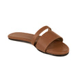Tev Cloak Vegan Leather Tan Women Slides - Paaduks