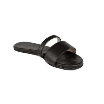 Tev Cloak Vegan Leather Black Women Slides - Paaduks