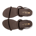 Lily Dual-Strap Vegan Leather Brown Women Sandals