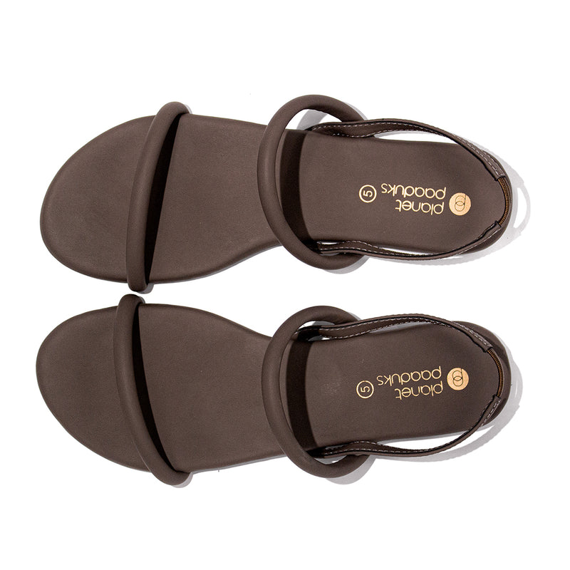 Lily Dual-Strap Vegan Leather Brown Women Sandals