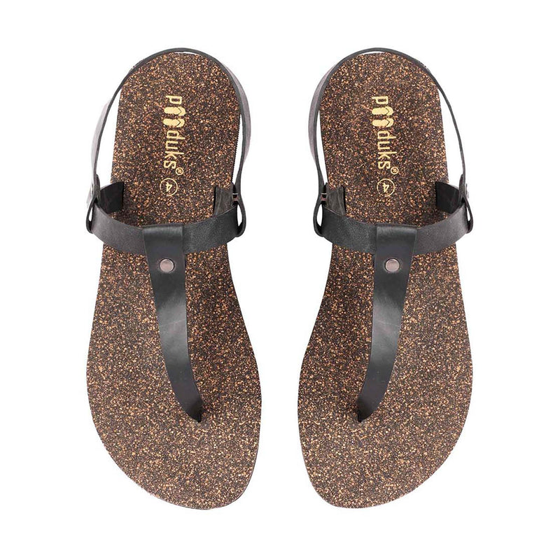 Ara T-Strap Cork Black Sandals Women