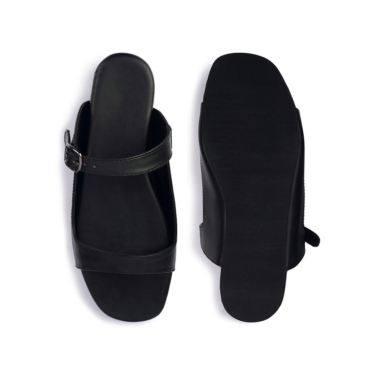 Eve Dual-Strap Vegan Leather Black Slides Women – Planet Paaduks