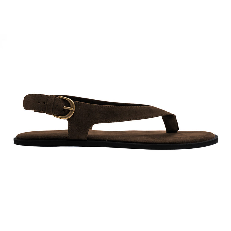 Aida Luxe Thong-Strap Vegan Suede Brown Women Sandals