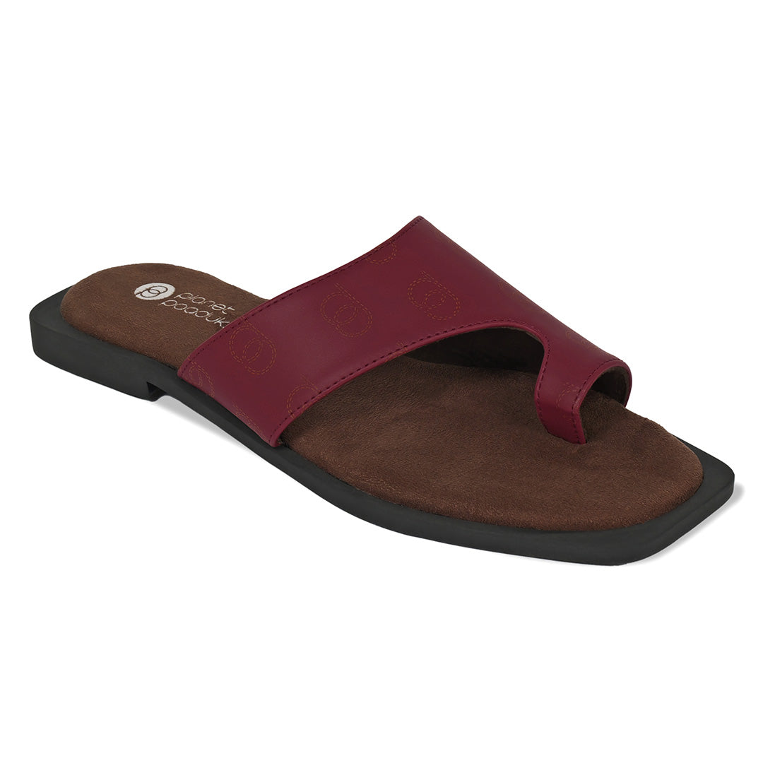 Rhea Maroon Slides Women