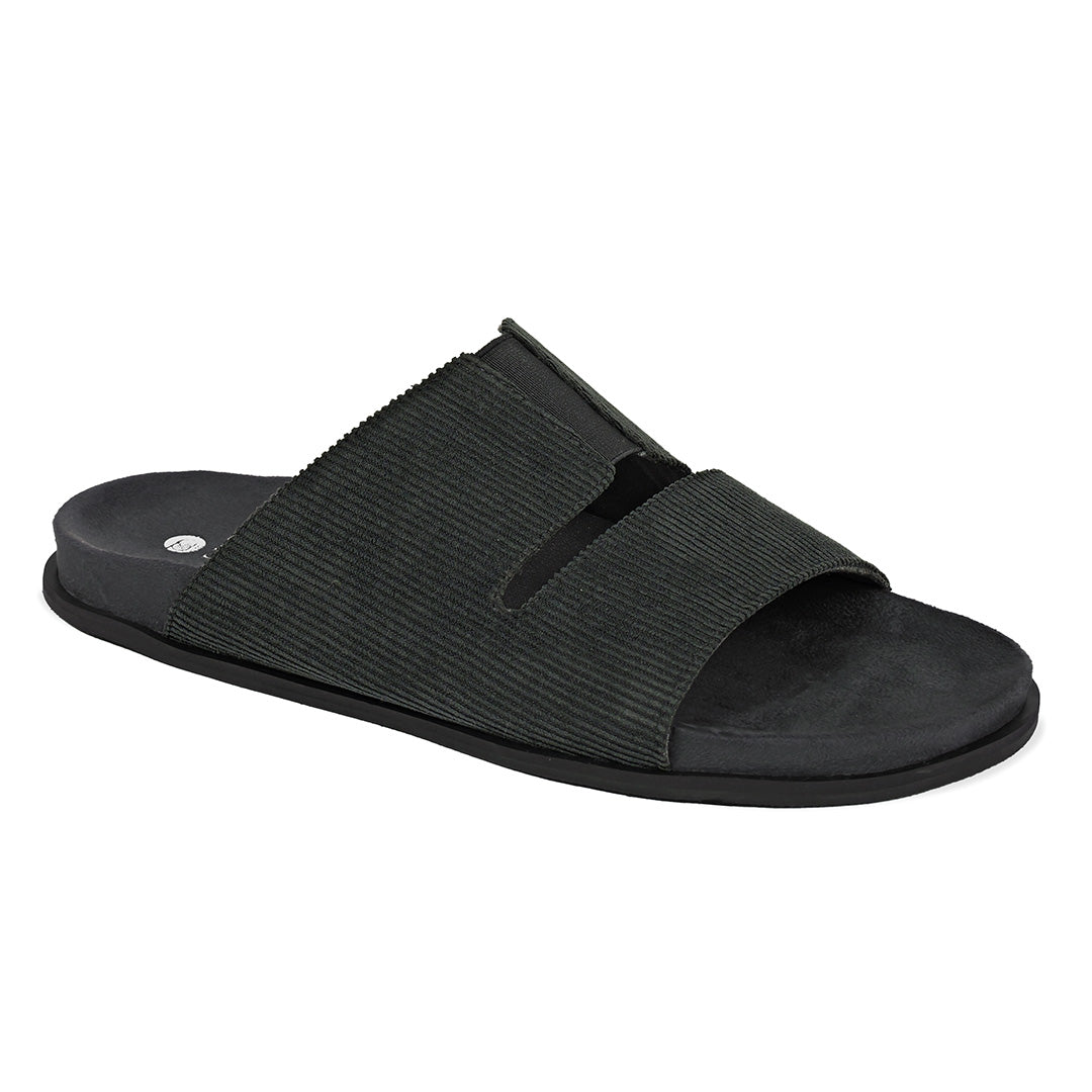 Finn Luxe Cloak Corduroy Black Men Slides - Paaduks