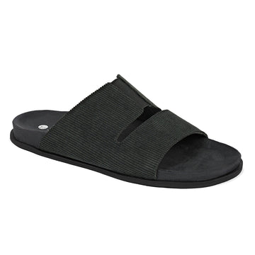 Finn Luxe Cloak Corduroy Black Men Slides - Paaduks