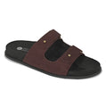 Zen Luxe Dual-Strap Vegan Suede Dark Brown Women Slides - Paaduks