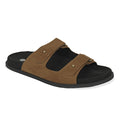 Zen Luxe Dual-Strap Vegan Suede Tan Men Slides - Paaduks