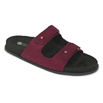Zen Luxe Dual-Strap Vegan Suede Maroon Women Slides