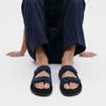 Zen Luxe Dual-Strap Vegan Suede Blue Men Slides - Image 2 - Paaduks
