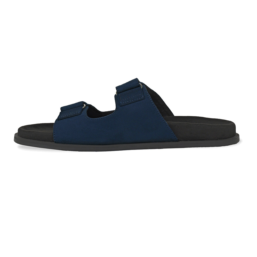 Zen Luxe Dual-Strap Vegan Suede Blue Men Slides - Image 3 - Paaduks