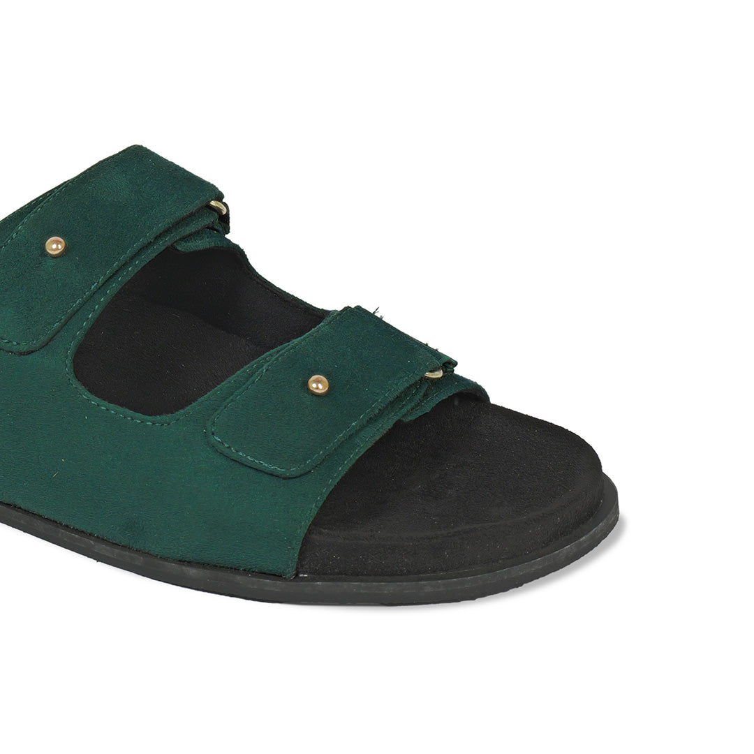 Zen Luxe Dual-Strap Vegan Suede Green Men Slides - Image 4 - Paaduks