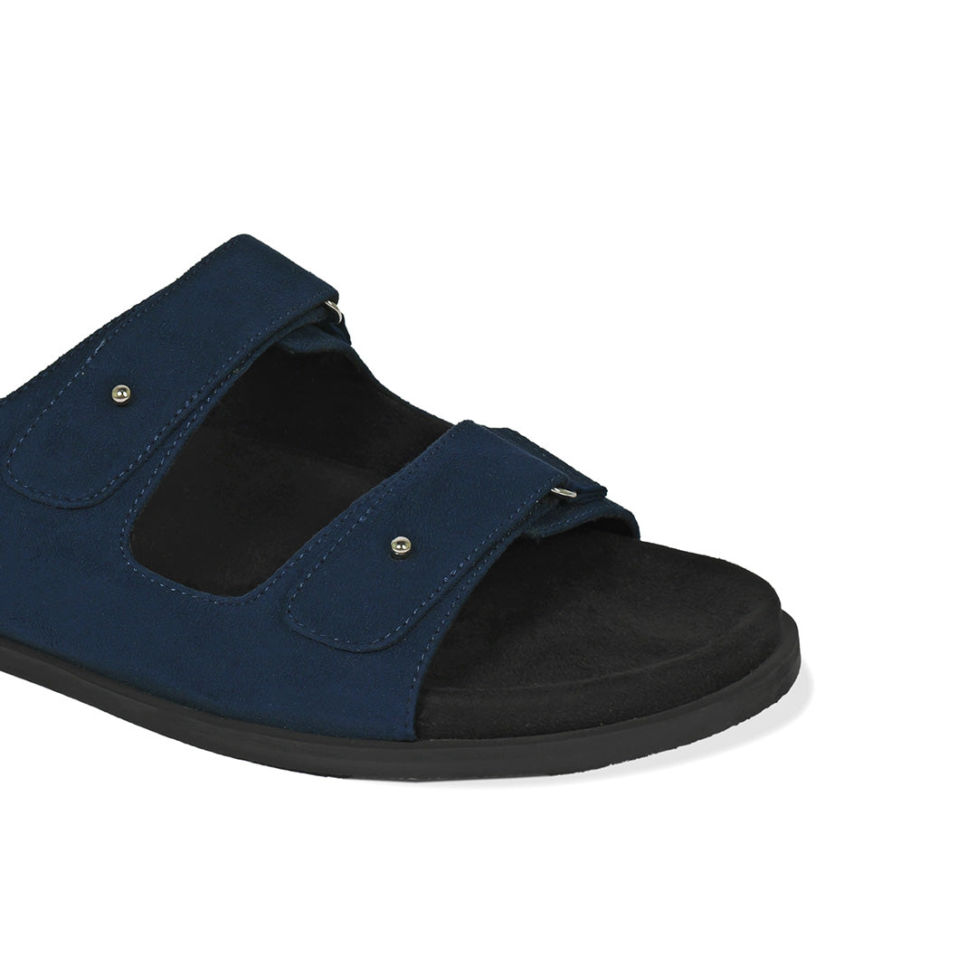Zen Luxe Dual-Strap Vegan Suede Blue Men Slides - Image 4 - Paaduks