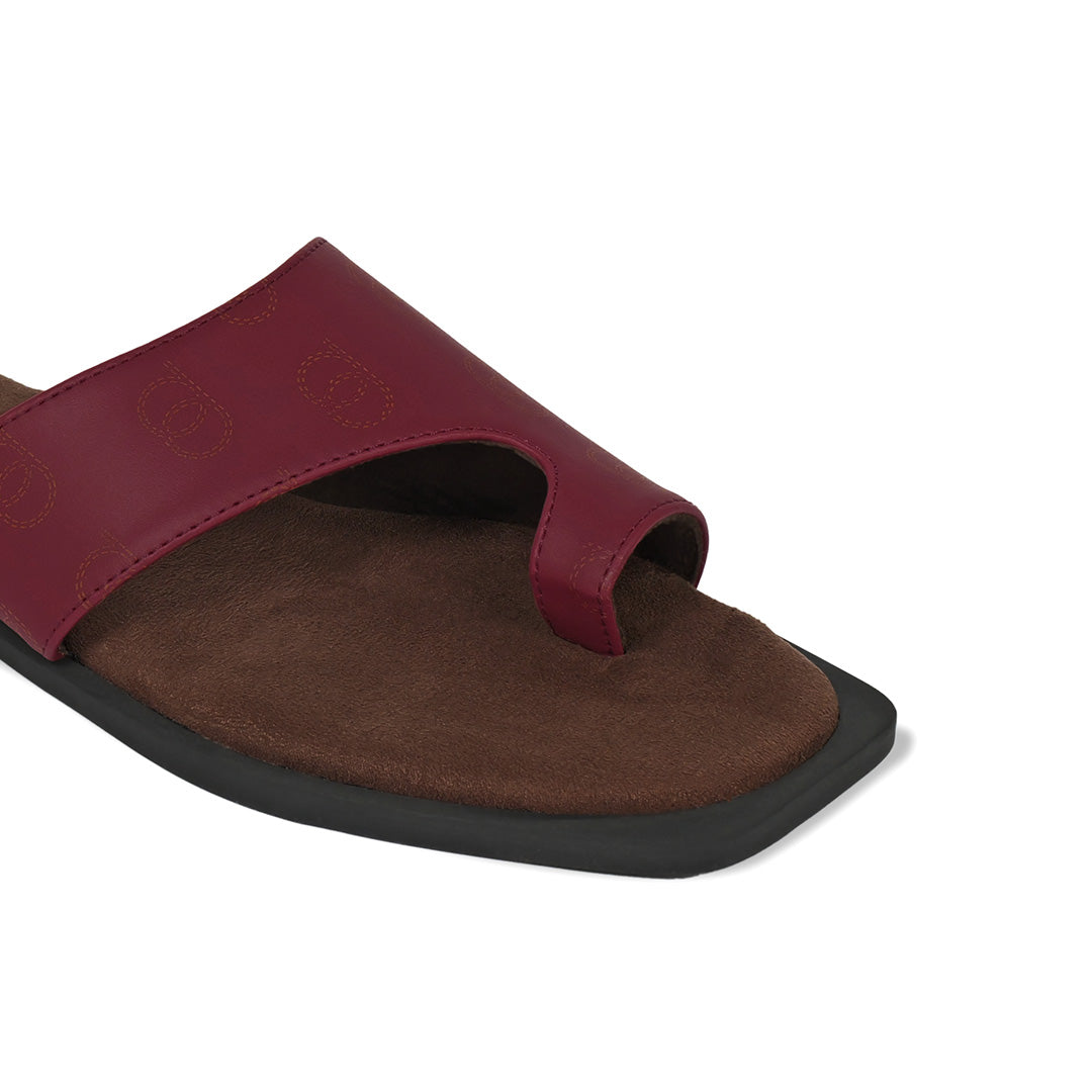 Rhea Maroon Slides Women thumbnail 3