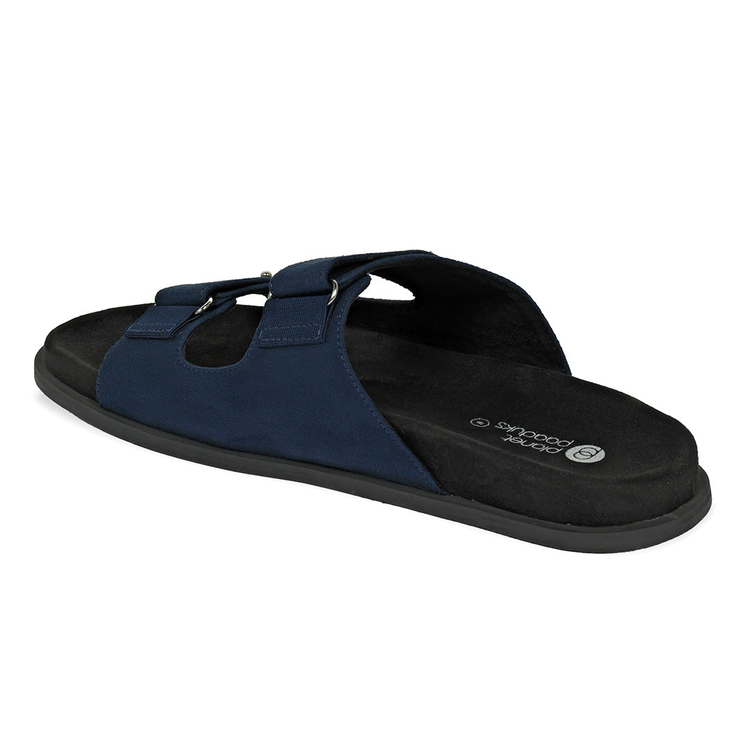 Zen Luxe Dual-Strap Vegan Suede Blue Men Slides - Image 5 - Paaduks