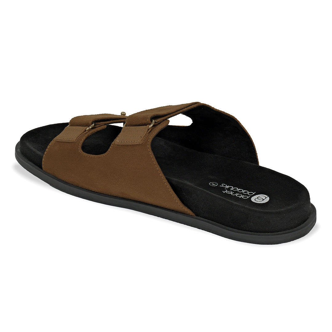 Zen Luxe Dual-Strap Vegan Suede Tan Men Slides - Image 5 - Paaduks