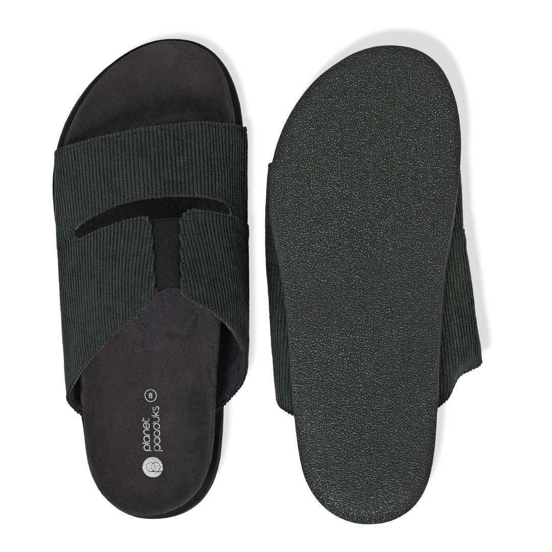 Finn Luxe Cloak Corduroy Black Men Slides - Image 6 - Paaduks