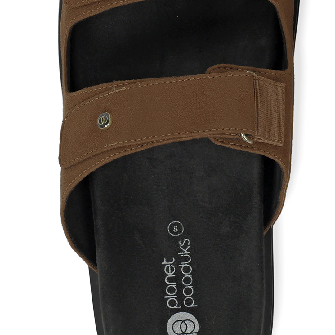 Zen Luxe Dual-Strap Vegan Suede Tan Men Slides - Image 6 - Paaduks