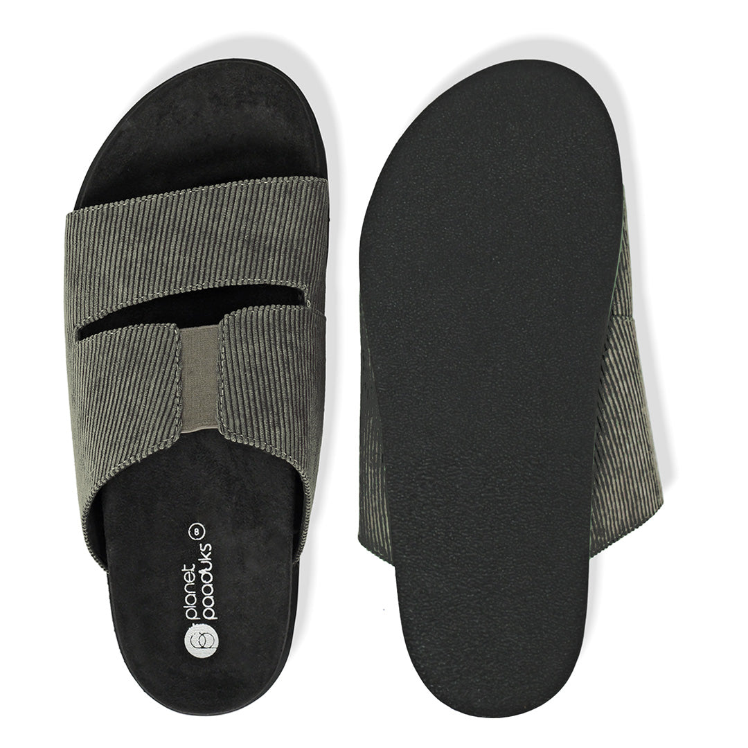 Finn Luxe Cloak Corduroy Grey Men Slides - Image 6 - Paaduks