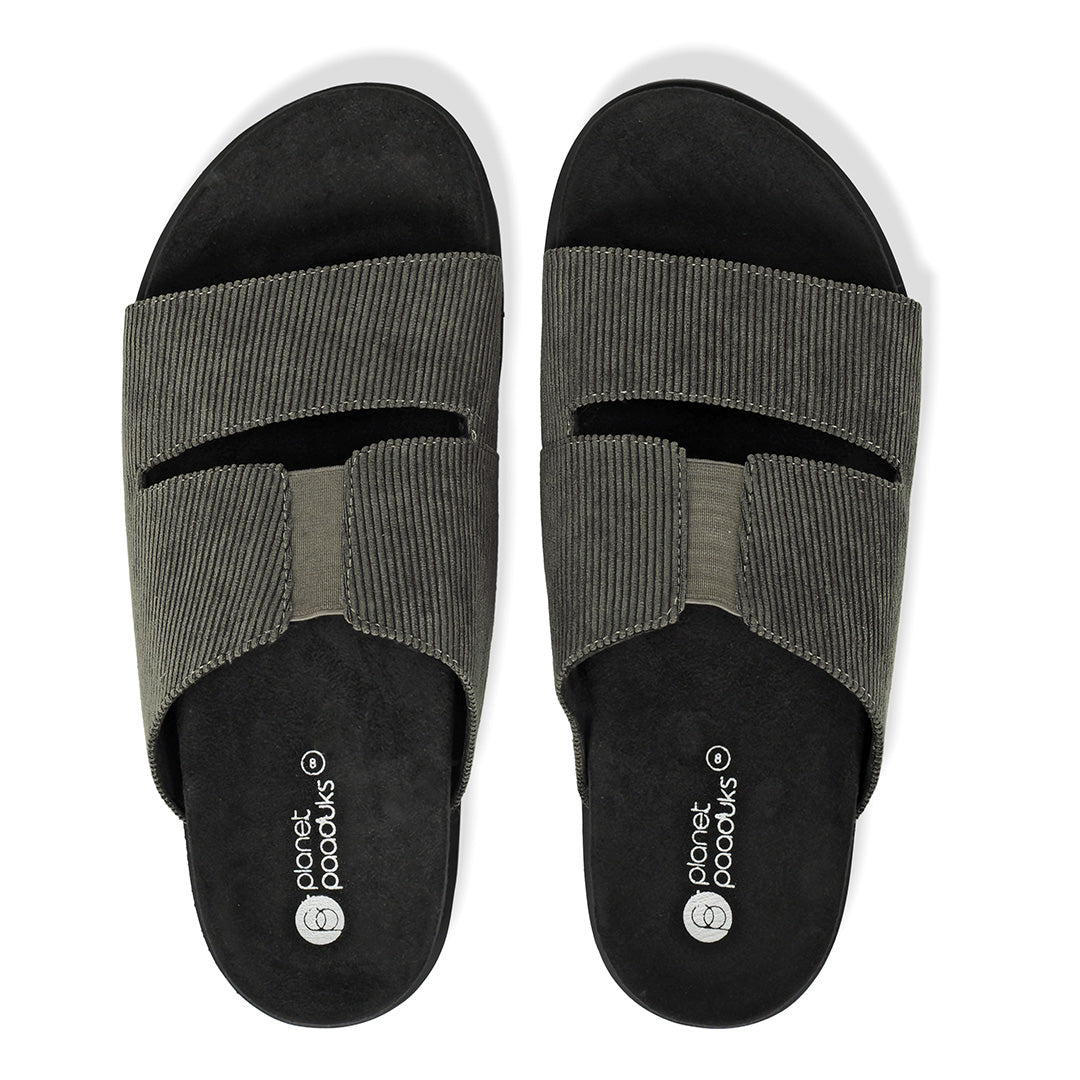 Finn Luxe Cloak Corduroy Grey Men Slides - Image 7 - Paaduks