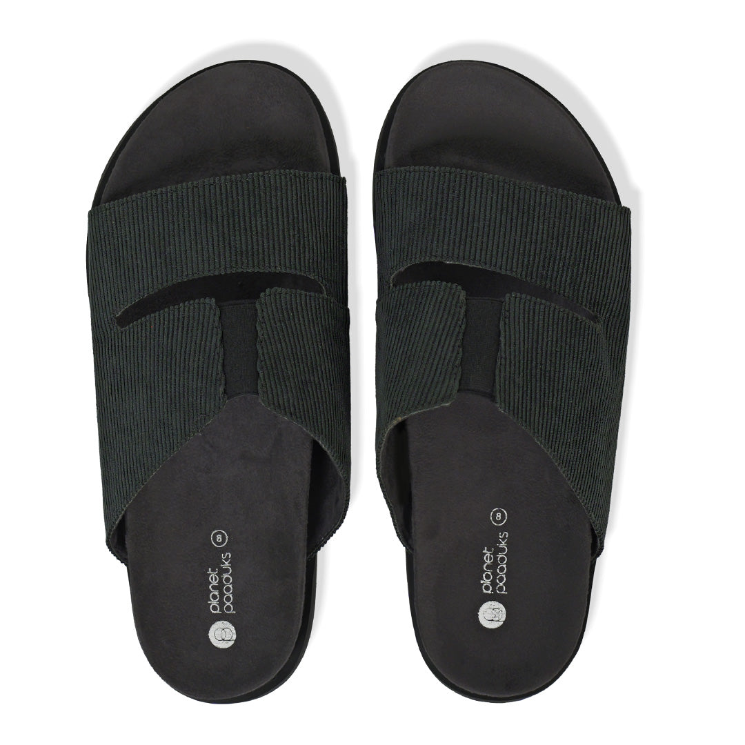 Finn Luxe Cloak Corduroy Black Men Slides - Image 7 - Paaduks