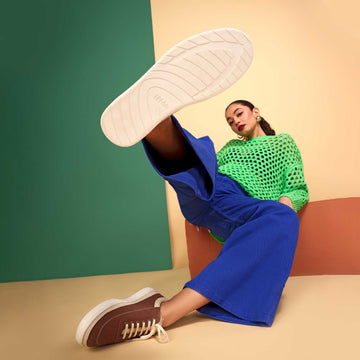 Ske Eco-Sole Sneakers Brown and Beige Women - Image 2 - Paaduks