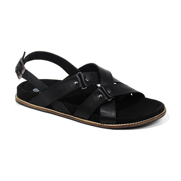 Fox Luxe Crossover Vegan Leather Black Men Sandals