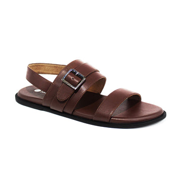 Leo Dual Strap Vegan Leather Brown Men Sandals