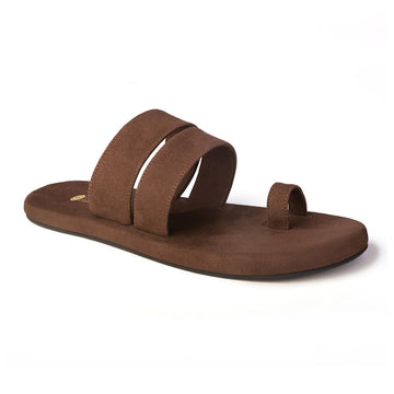 Uri Luxe - Toe-Ring Vegan Suede Brown Men Slides