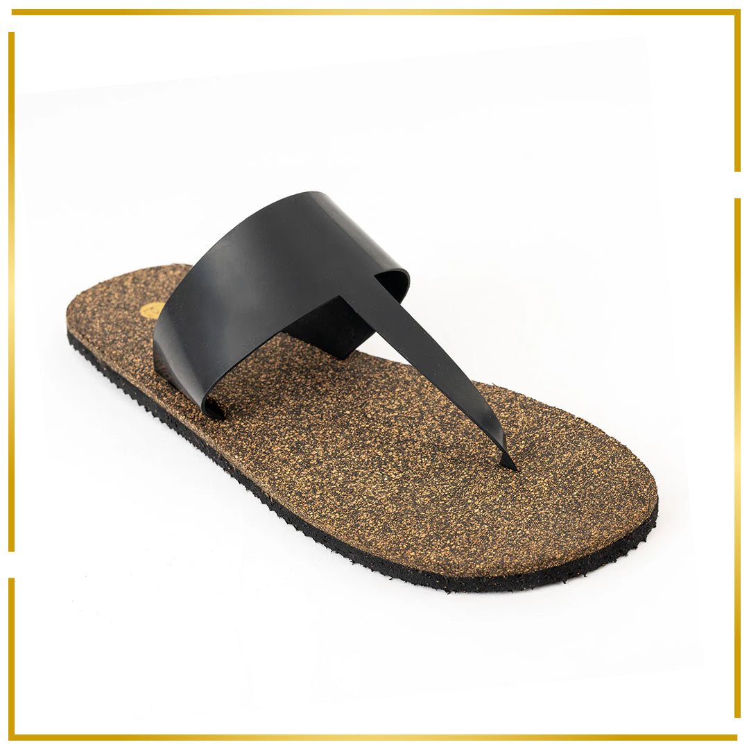 Eso Thong-Strap Cork Black Men Slides