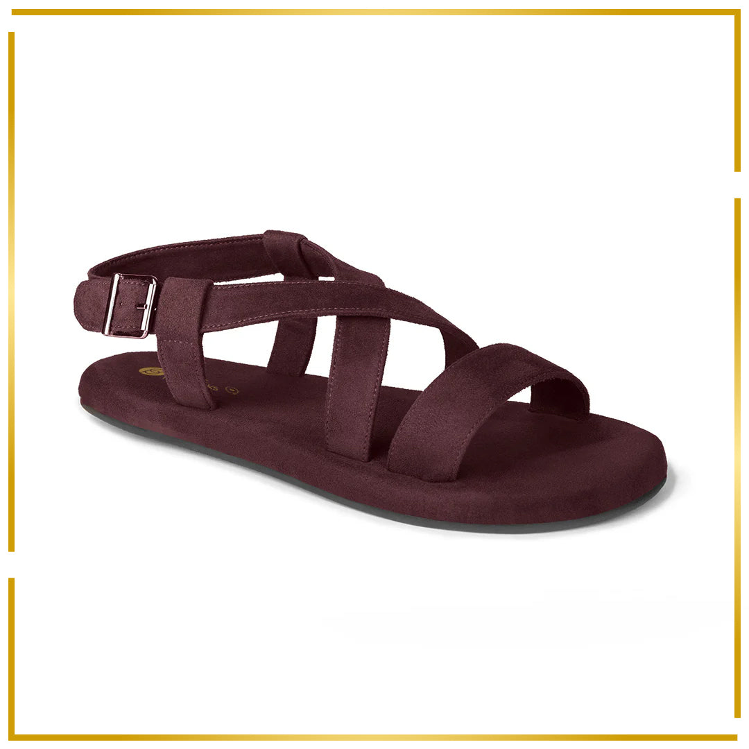 Calor Luxe - Crossover Vegan Suede Brown Men Sandals