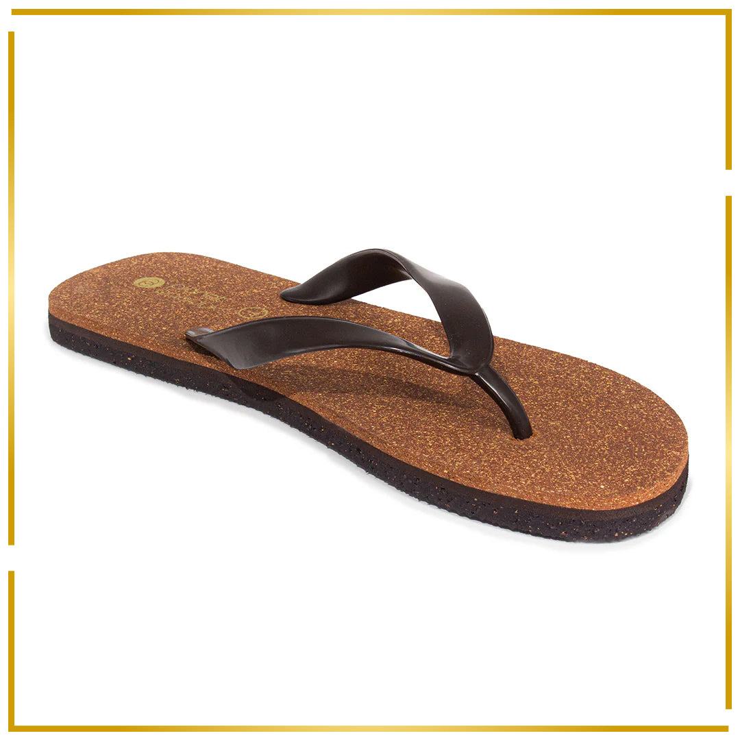 Exis Thong-Strap Cork Brown Flip-Flops For Men