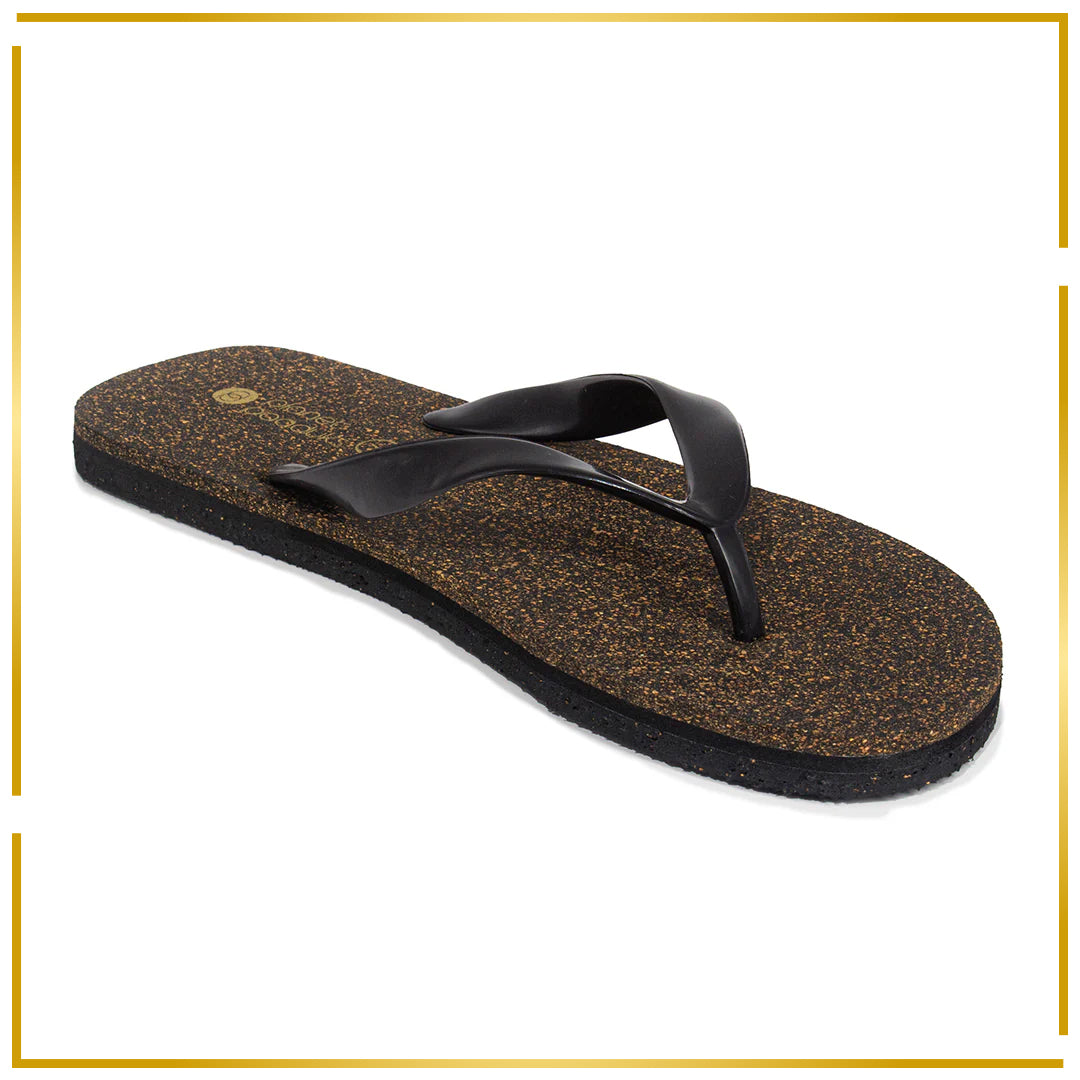 Exis Thong-Strap Cork Black Flip-Flops For Men