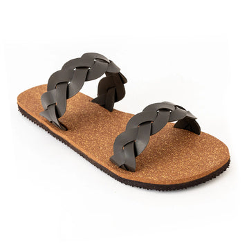Lumi Dual-Strap Cork Brown Women Slides