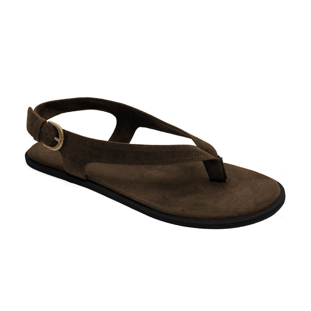 Aida Luxe Thong-Strap Vegan Suede Brown Women Sandals
